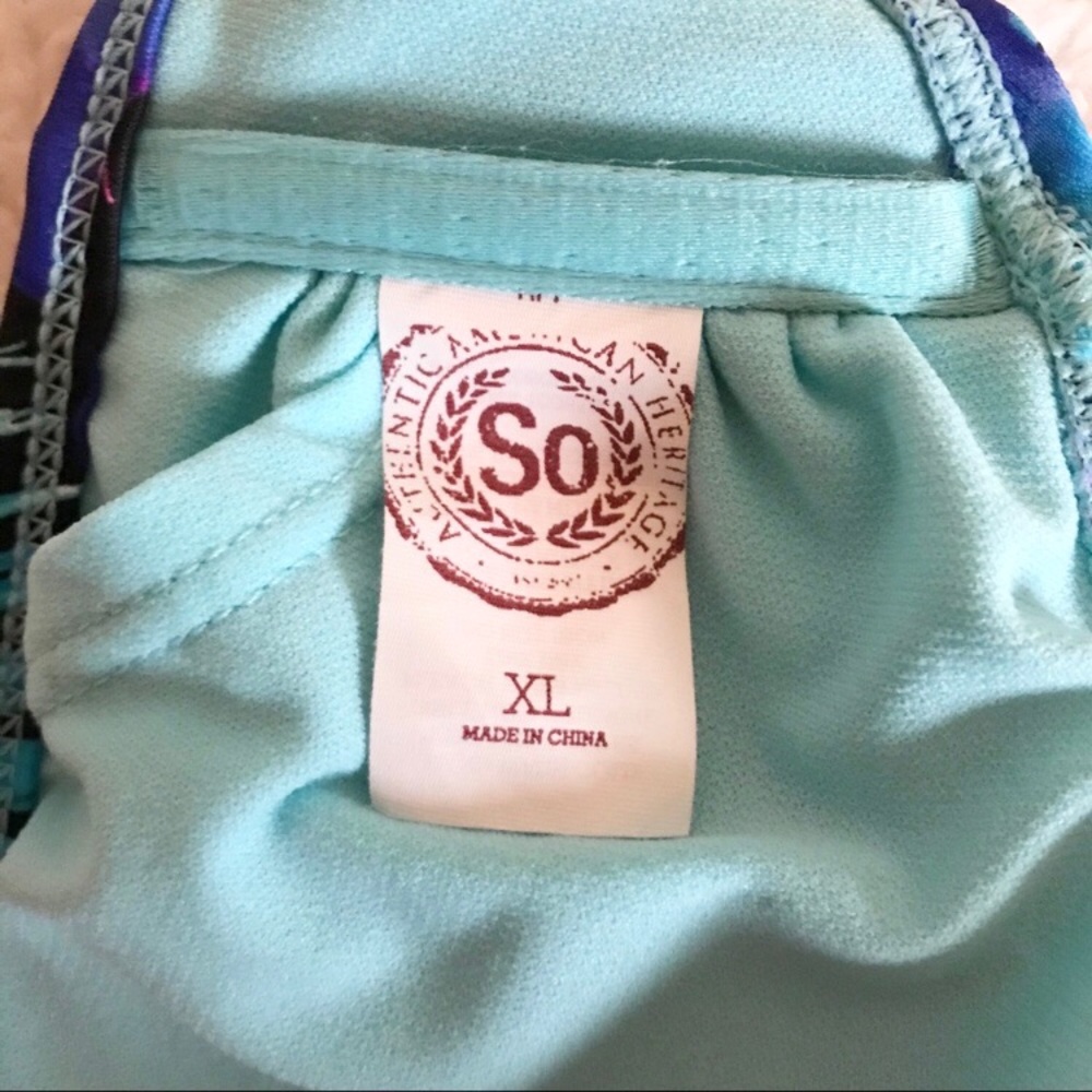 Cute Blue Tropical Bikini Swimsuit Top with Mesh - Picture 3 of 3